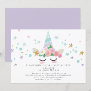 Invitation au Baby shower de la licorne magique