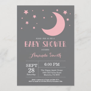 Invitation au Baby shower de la lune rose