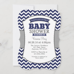 Invitation au Baby shower de la Marine Blue Grey C