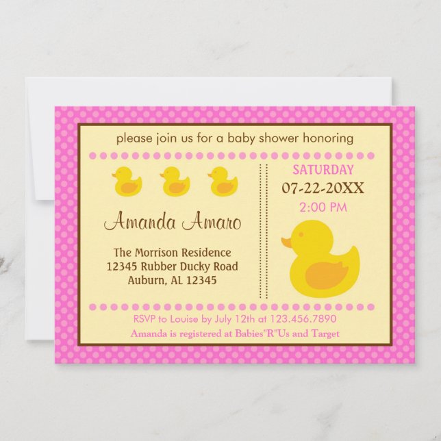 Invitation au Baby shower de la petite fille en ca (Devant)