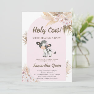 Invitation au Baby shower de la vache de Boho