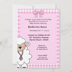 Invitation au Baby shower de l'agneau mignonne