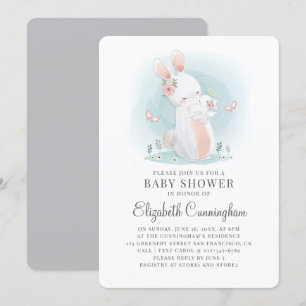 Invitation au Baby shower de lapin d'Aquarelle Mam