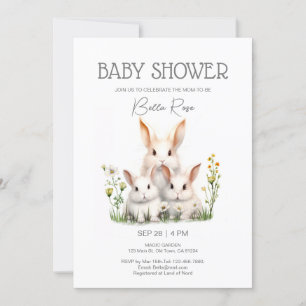 Invitation au Baby shower de lapin neutre pour les