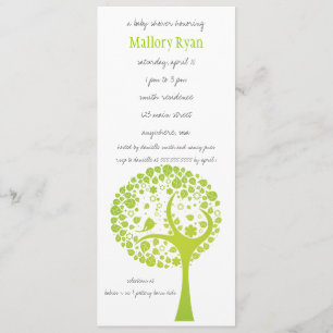 Invitation au Baby shower de l'arbre à fleurs vert