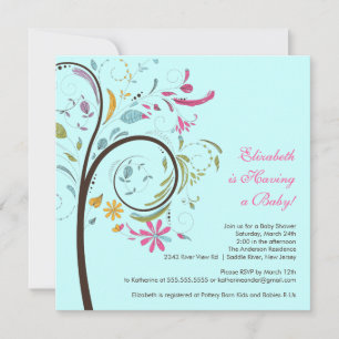 Invitation au Baby shower de l'arbre floral de pri