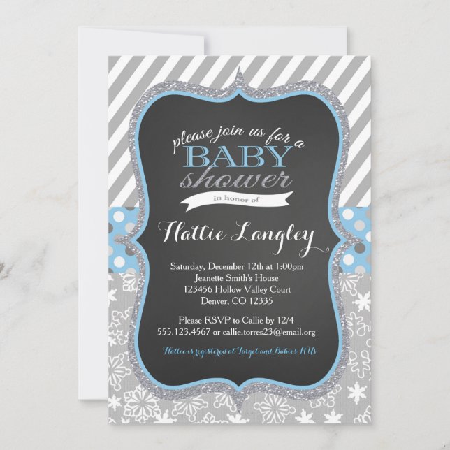 Invitation au Baby shower de l'hiver Snowflake Boy (Devant)