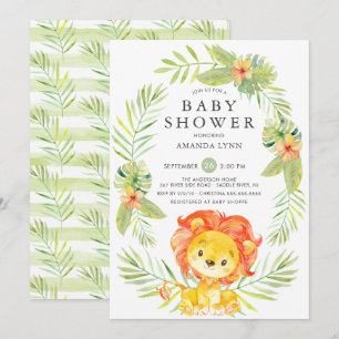 Invitation au Baby shower de Lion neutre