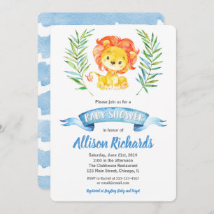 Invitation au baby shower de lion pour l'aquarelle