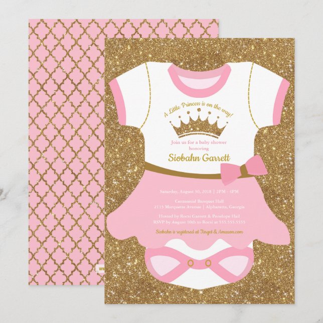Invitation au Baby shower de Little Princess Balle (Devant / Derrière)