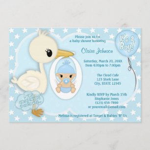 Invitation au baby shower de livraison de la cigog