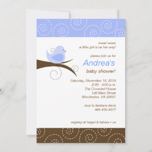 Invitation au Baby shower de l'oiseau Tourbillonna