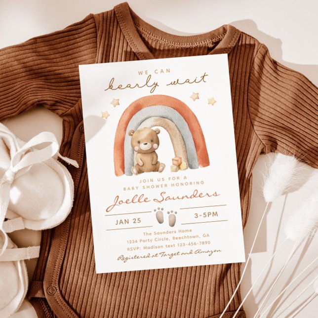 Invitation au Baby shower de l'ours de Boho | Bébé (Créateur téléchargé)