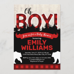 Invitation au Baby shower de l'ours de Buffalo Pla