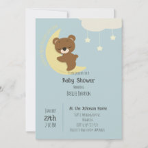 Invitation au Baby shower de l'ours de la Lune