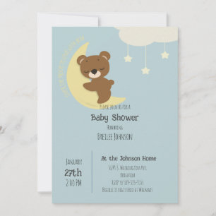 Invitation au Baby shower de l'ours de la Lune