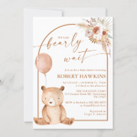Invitation au Baby shower de l'ours de saumons fem