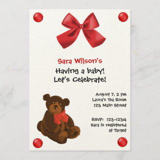 Invitation au Baby shower de l'ours de Teddy