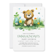 Invitation au Baby shower de l'ours des bois