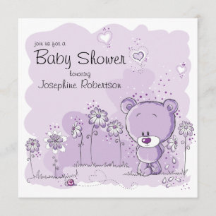 Invitation au Baby shower de l'ours en peluche