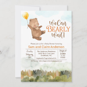 Invitation au Baby shower de l'ours en peluche neu