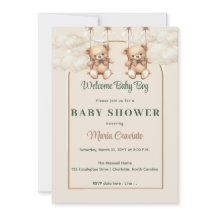 Invitation au Baby shower de l'ours en peluche vin