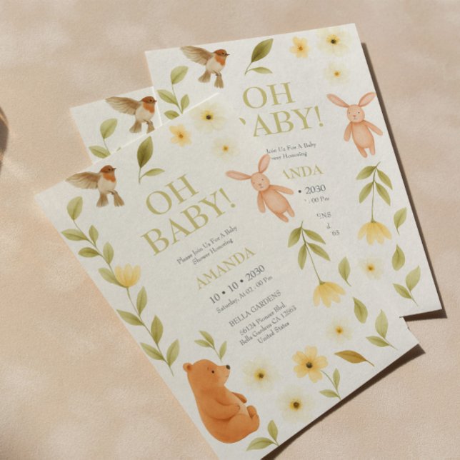 Invitation au Baby shower de l'ours et du lapin de (Créateur téléchargé)