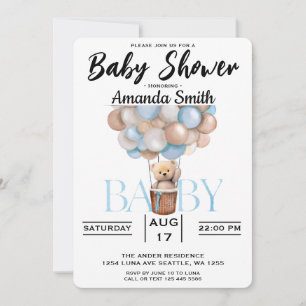 Invitation au Baby shower de l'ours mou