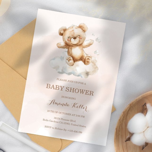 Invitation au Baby shower de l'ours mou (Créateur téléchargé)