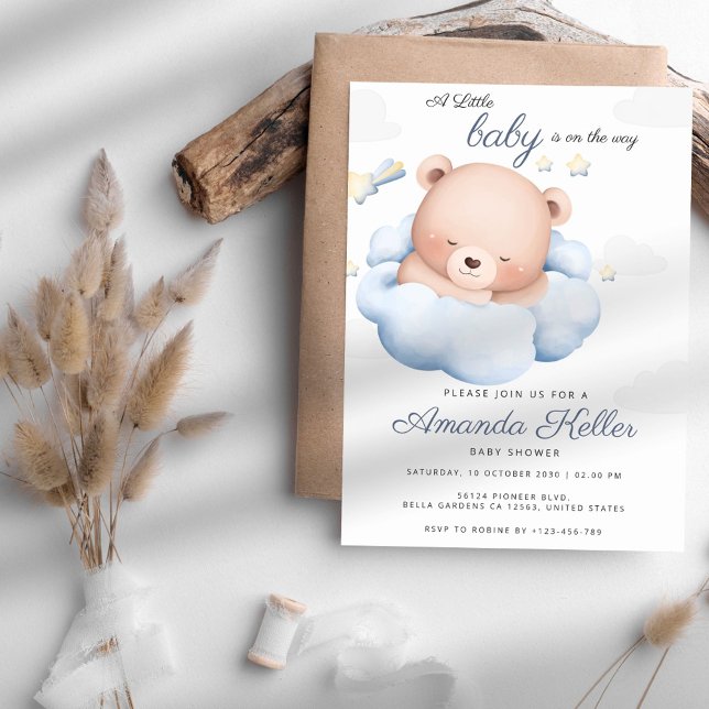 Invitation au Baby shower de l'ours nuageux (Créateur téléchargé)