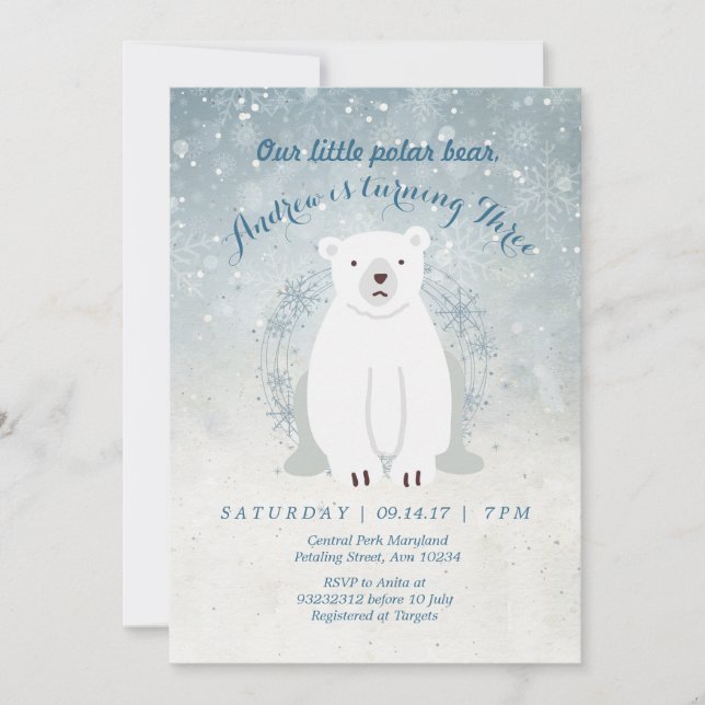 Invitation au Baby shower de l'ours polaire (Devant)