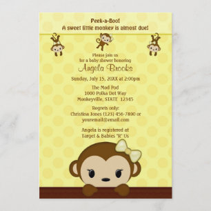Invitation au Baby shower de LUNKEY JAUNE Polka