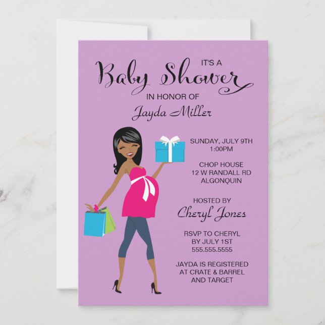 Invitation au Baby shower de mamma enceinte (Devant)