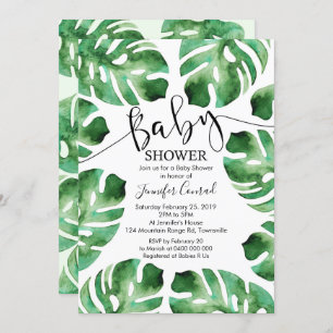 Invitation au Baby shower de Monstera, Feuilles tr