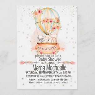invitation au baby shower de montgolfières
