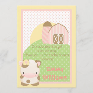 Invitation au Baby shower de moto-vache de la ferm