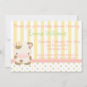Invitation au Baby shower de moto-vache de la ferm