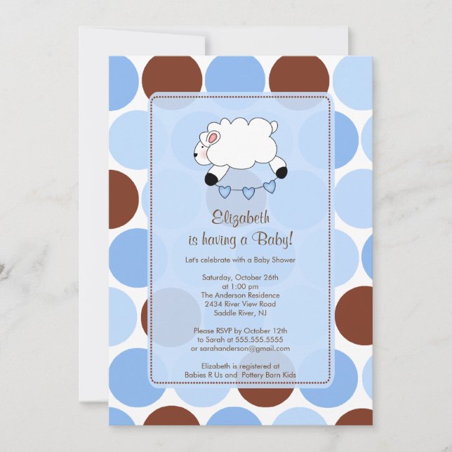 Invitation au Baby shower de moutons doux (Devant)