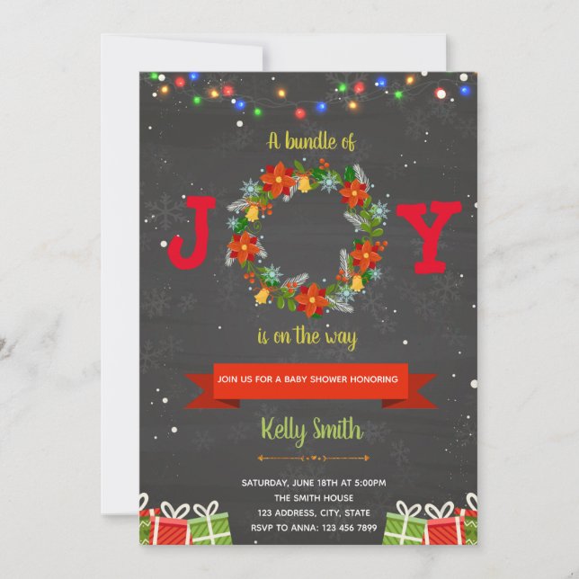 Invitation au baby shower de Noël (Devant)