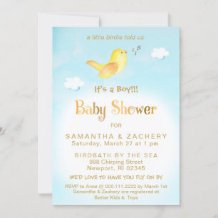 *~* Invitation au Baby shower de nuage de ciel jau