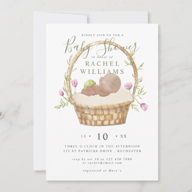 invitation au baby shower de panier de pâques (Devant)