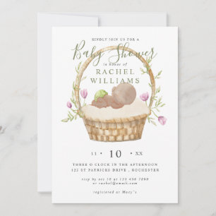 invitation au baby shower de panier de pâques