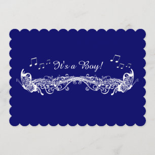 Invitation au Baby shower de papillon musical Blue