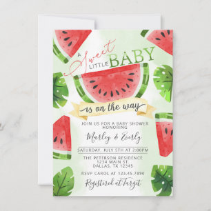 Invitation au Baby shower de pastèque rouge tropic