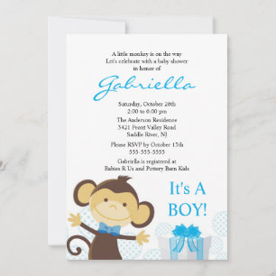 Invitation au Baby shower de petit singe