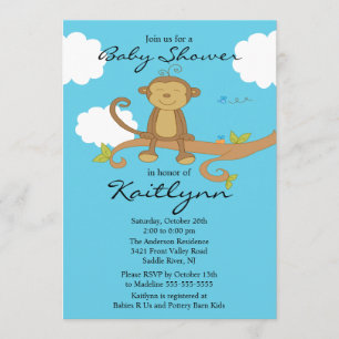 Invitation au Baby shower de petit singe sucré