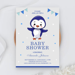 Invitation au Baby shower de pingouin cute