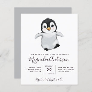 Invitation au Baby shower de pingouin mignon du bu