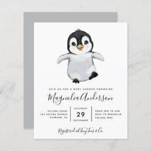Invitation au Baby shower de pingouin mignon du bu