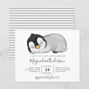 Invitation au Baby shower de pingouin mignon du bu